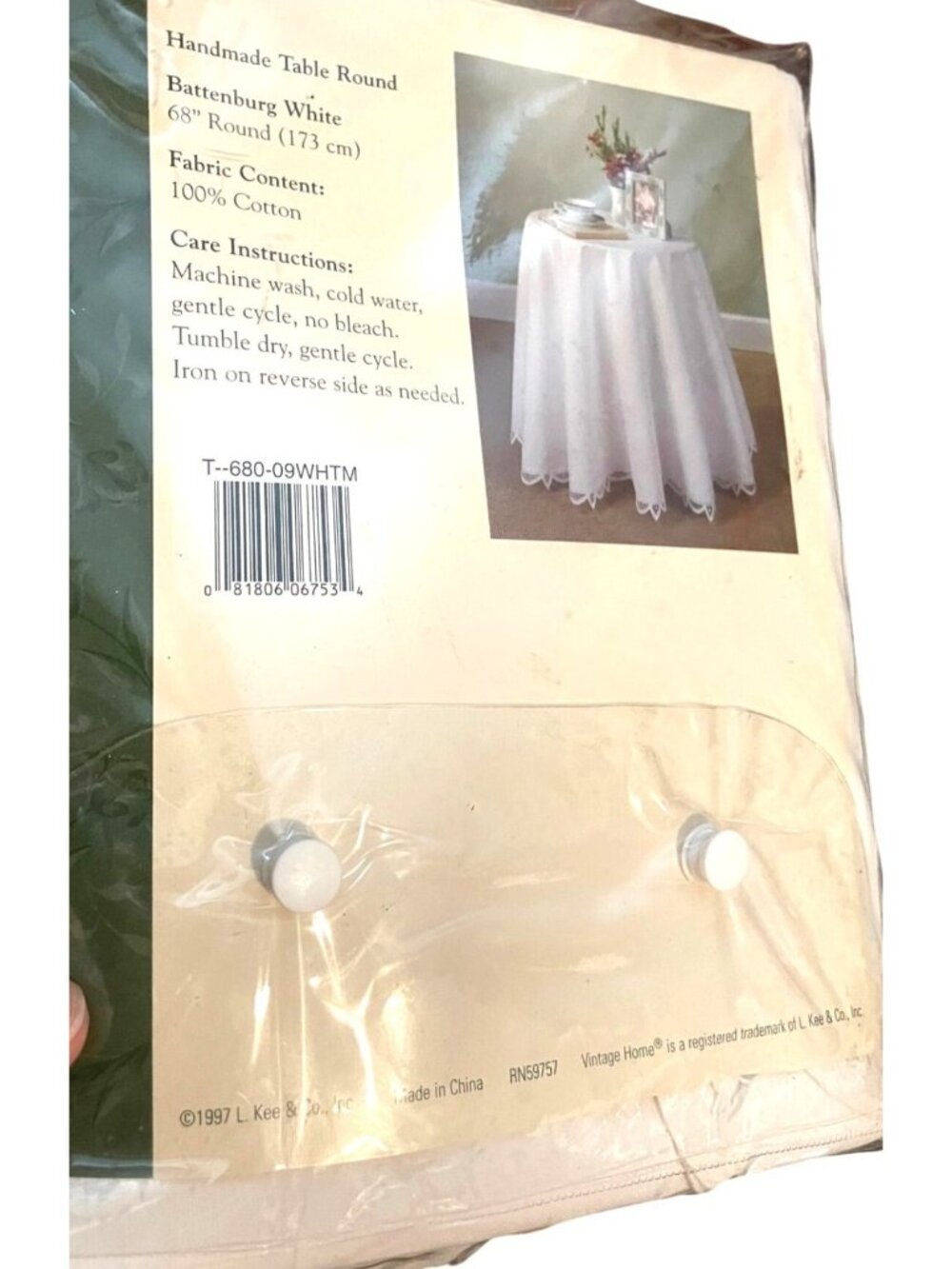 Vintage Home Tablecloth Handmade 68" Round Battenburg White 100% Cotton Sealed - Picture 6 of 9